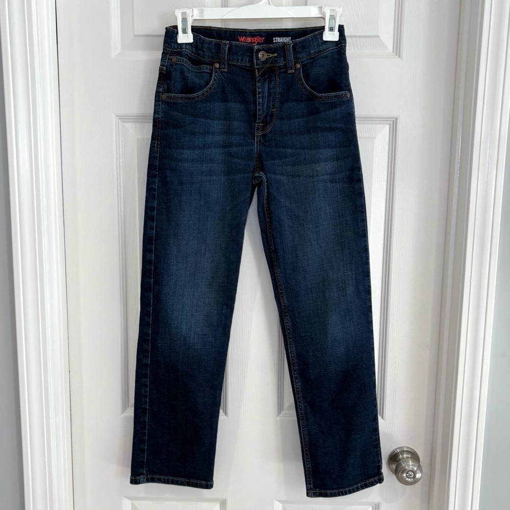 Wrangler Boys Dark Blue Straight Jeans Denim 12 Adjustable Waist Casual School